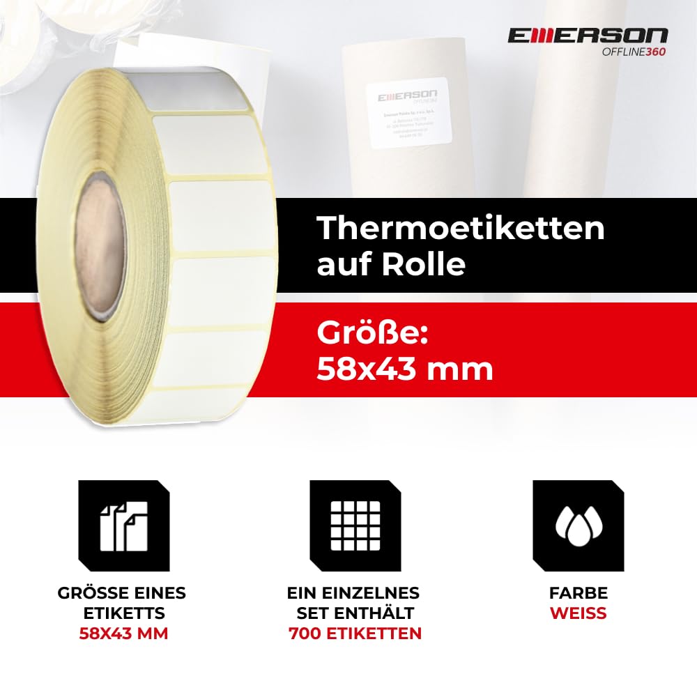 Rouleau 620 Étiquettes Thermiques 58x74 Mm - Étiquettes Adhésives Non Amovibles, Noyau 40 Mm, Imprimante Thermique Bureau Magasin