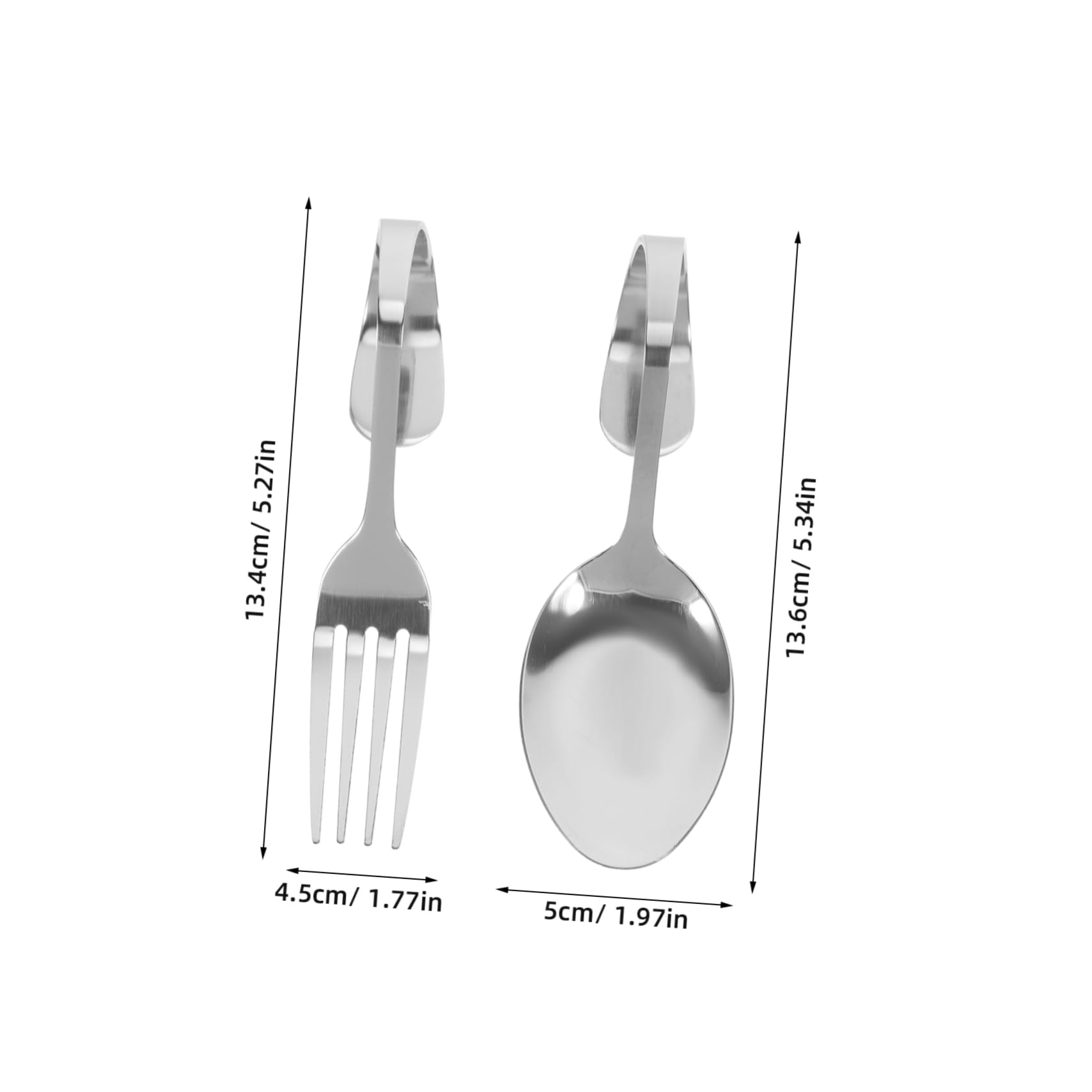 SOLUSTRE Set of 2 Stainless Steel Spoons Forks Western Curved Design for Seafood Sushi Dessert Salad Easy Self-serve