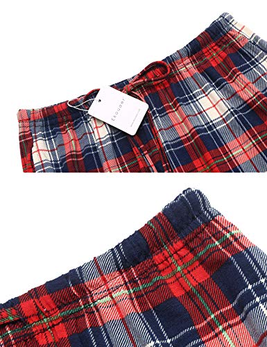 Image of Ekouaer Women Pajama Pants Comfy Pj Bottom with Pockets Stretch Plaid Sleepwear Blue and Red Plaid X-Large