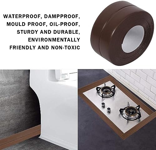 Image of Bath Sealant Strip, Waterproof Caulk Tape, Flexible and Durable Self Adhesive Tape for Bathroom, Kitchen, Tub and Wall Corner Edges, 3.2m x 3.8cm, Brown, Pack of 1