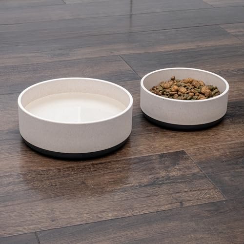 Fuzzl Titan Futternapf aus Bambus und Gummi, 22 cm, mit Ultra-Grip-Boden, grau, umweltfreundlich, antibakteriell, langlebig, ungiftig, Hundenapf, Wassernapf für mittelgroße und große Hunde