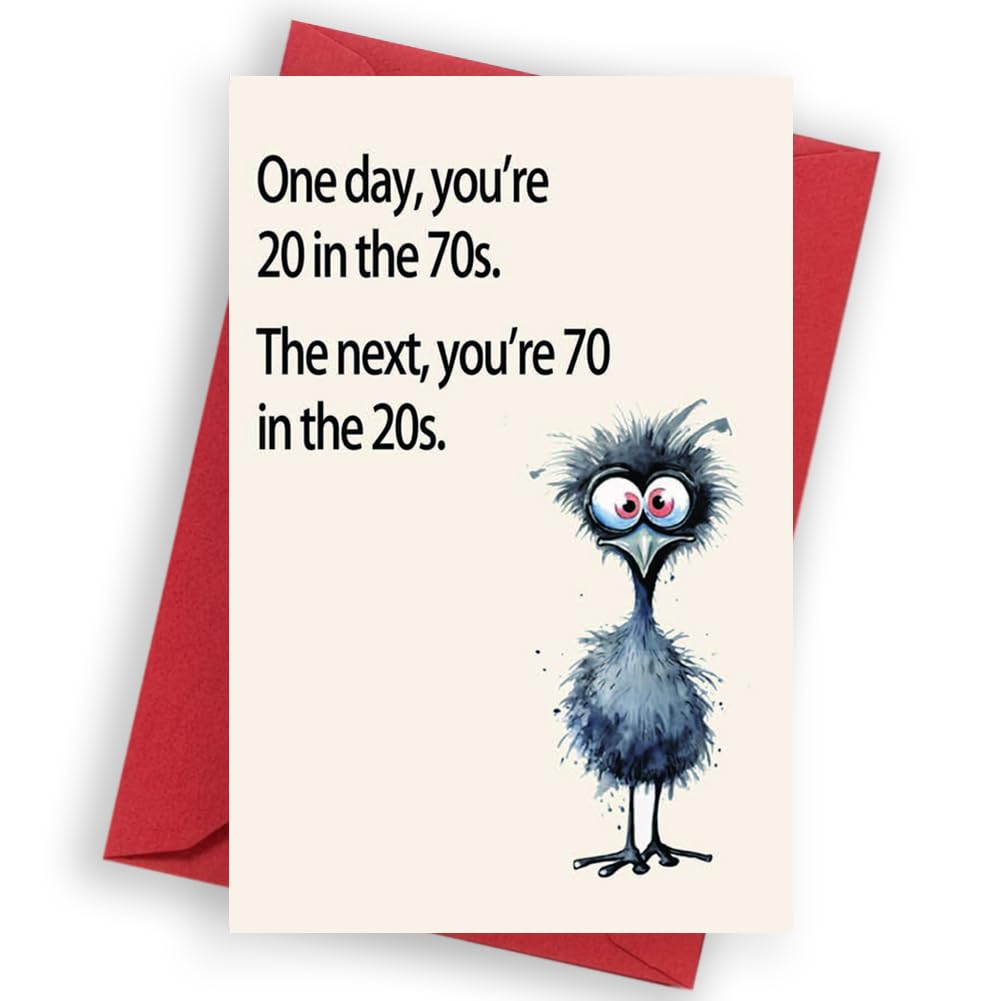 Deofun Funny 70th Birthday Card Gifts for Dad or Mom - 8"x5.3" Humorous Present for Seniors with Red Envelope - Perfect 70 Year Old Birthday Greeting