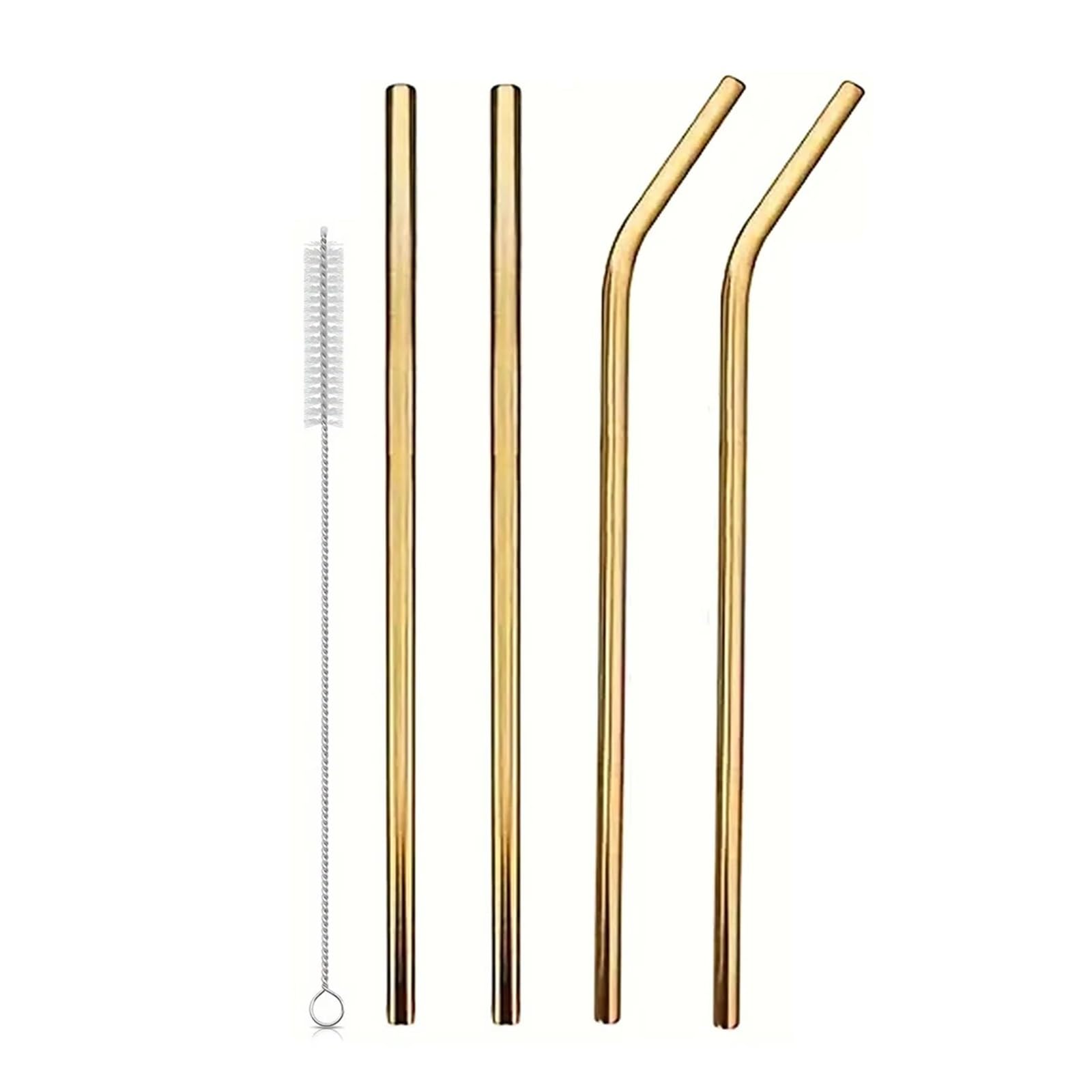 ZMCGNO 4Pcs Stainless Steel Straw With Cleaning Brush Replacement Straw Drinking Straws For Stanley 40oz Cup Accessories(Gold)