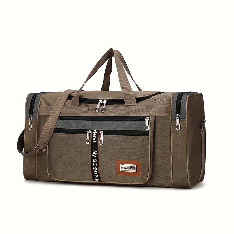 Travel clothing bag with expandable design and luggage cover, men's and women's convertible clothing luggage bag (khaki,Medium(60 * 24 * 31cm))