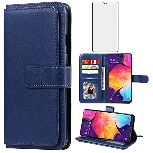 Étui portefeuille Samsung A50 A30S bleu : l'accessoire cuir idéal au quotidien
