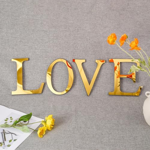 Letra Decorativa Oro Espejo 3D 30 cm Adhesiva Acrílico miniatura 4