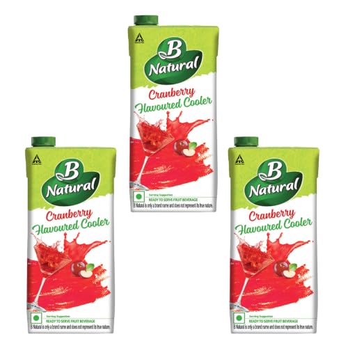 Image of B Natural Cranberry Juice, Vitamin C & E, 1 litre (Pack of 3)