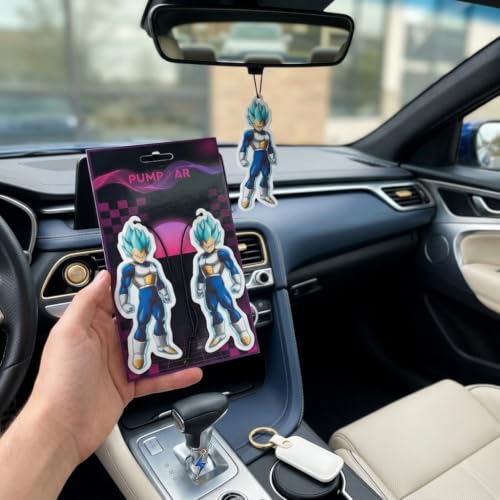 Image of PumpCar car air freshener 2-piece double-sided vegeta Instinct hanging vanilla-scented for rearview mirror Car Interior Accessories Household Gifts Anime Manga Fans Saiyan Prince Truck SUV Home Office