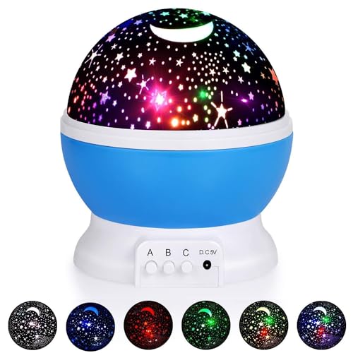 FreshDcart Star Moon Night Light Rotating LED Star Moon Night Projector lamp Light Dream Color Changing Bed Light Lamp (Multi Colour)