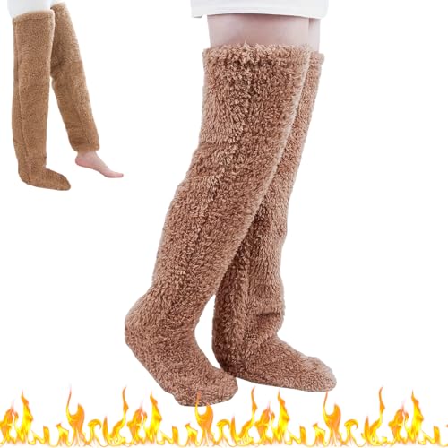 Soxxy Long Fuzzy Socks for women,Knee High Fuzzy Socks,Plush Slipper Stockings Winter,Home Sleeping Socks