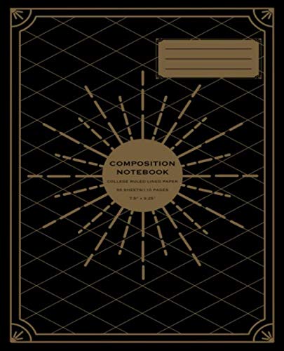 Composition Notebook College Ruled Lined Paper 55 Sheets/110 Pages 7.5" x 9.25" (between A4 and A5 size): One Subject Basic Paperback Notebook Daily Journal; Black and Gold Pattern