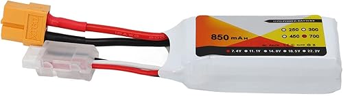 SALUTUYA Batería LiPo 70C, alta tasa de descarga portátil profesional XT60 enchufe 850mah 2S reemplazo RC coche LiPo batería para RC Toy Store