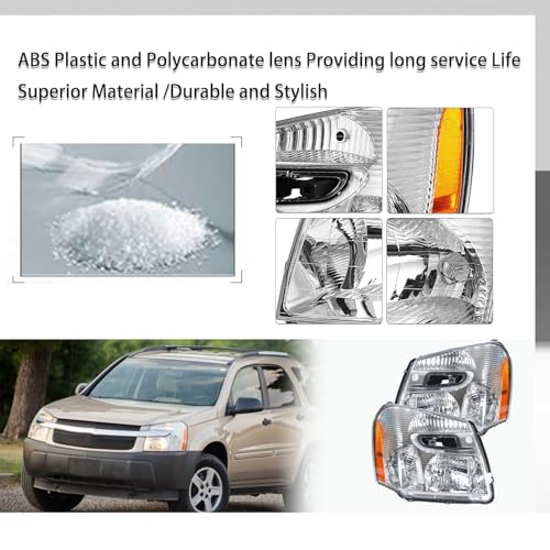 A&P 2005-2009 Chevy Equinox Headlights Headlamps Light Replacement Chrome Housing Amber Corner Left +Right 05 06 07 08 09 by A&P - Used condition - Image 5