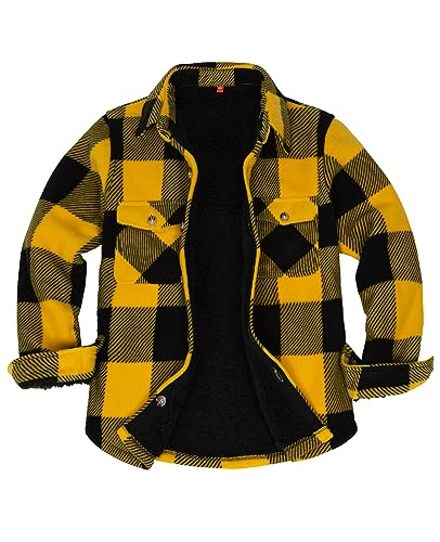 Image of ThCreasa Boys Sherpa Lined Plaid Button Shirt Jacket