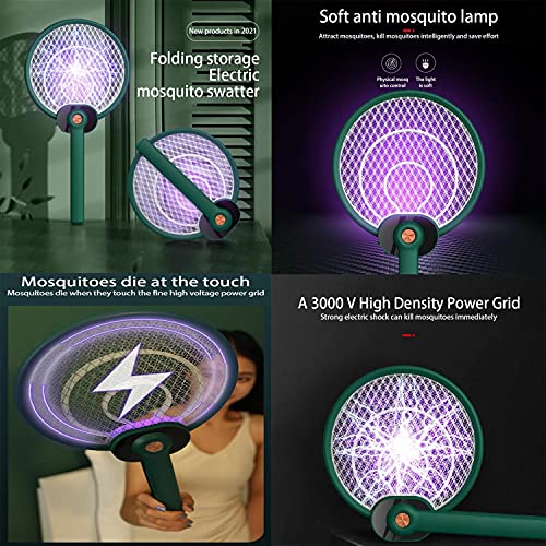 Draaien En Vouwen Elektrische Vliegenmepper, Oplaadbare Muggen Racket, Met Mosquito Control Lamp, 3-laags Touch Mesh… - Image 6