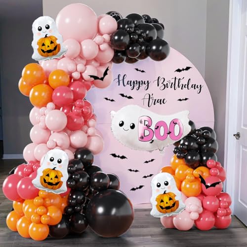 132Pcs Halloween Balloon Arch Garland Kit - Black, Pink, Red and ...