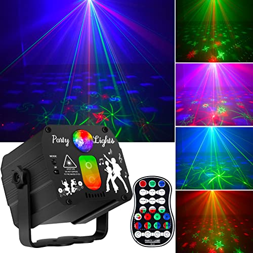 Enjoyedled DJ Disco Laser Party Lights - RGB LED Sound Activated Stage Light with Remote - USB...
