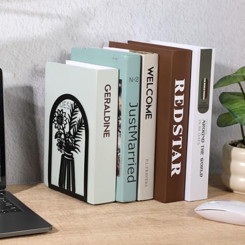 3 Pair Decorative Book Ends for Shelves, Metal Bookends, Heavy Duty Non-Slip Book Stopper for Heavy Books, Shelf Holder Supports for Home Office by Pafeooui - Used condition - Image 6