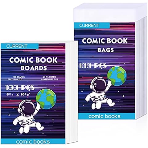 Comic Book Bags and Boards,Current Bags and Boards Transparent Acid-Free Comic Book Sleeves and Boards Fit for Comic Books Protection and Display Cover