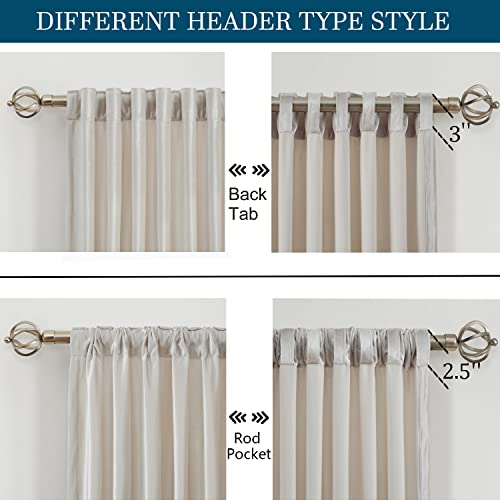 Image of PRIMROSE Cream Ivory Curtains 63 inch for Living Room,2 Panels Drapes Blackout Rod Pocket Back Tab Window Treatment Room Darkening Thick Decorative Curtains for Bedroom
