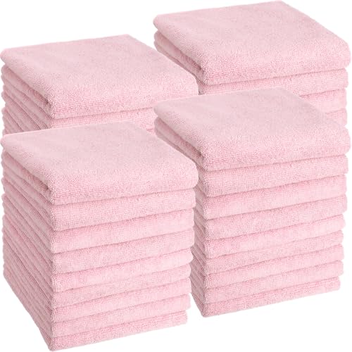 Image of Shimeyao 40 Pack Bleach Proof Towels Microfiber Absorbent Resistant Hair Hand Towels Bulk Quick Dry for Barber Gym Bath Spa Shaving (Dark Pink,16 x 29 Inch)
