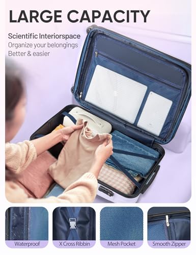 Image of Carry on Luggage - Airline Approved Suitcases with Spinner Wheels, Built-In TSA Lock,Hard Shell Expandable Suitcases
