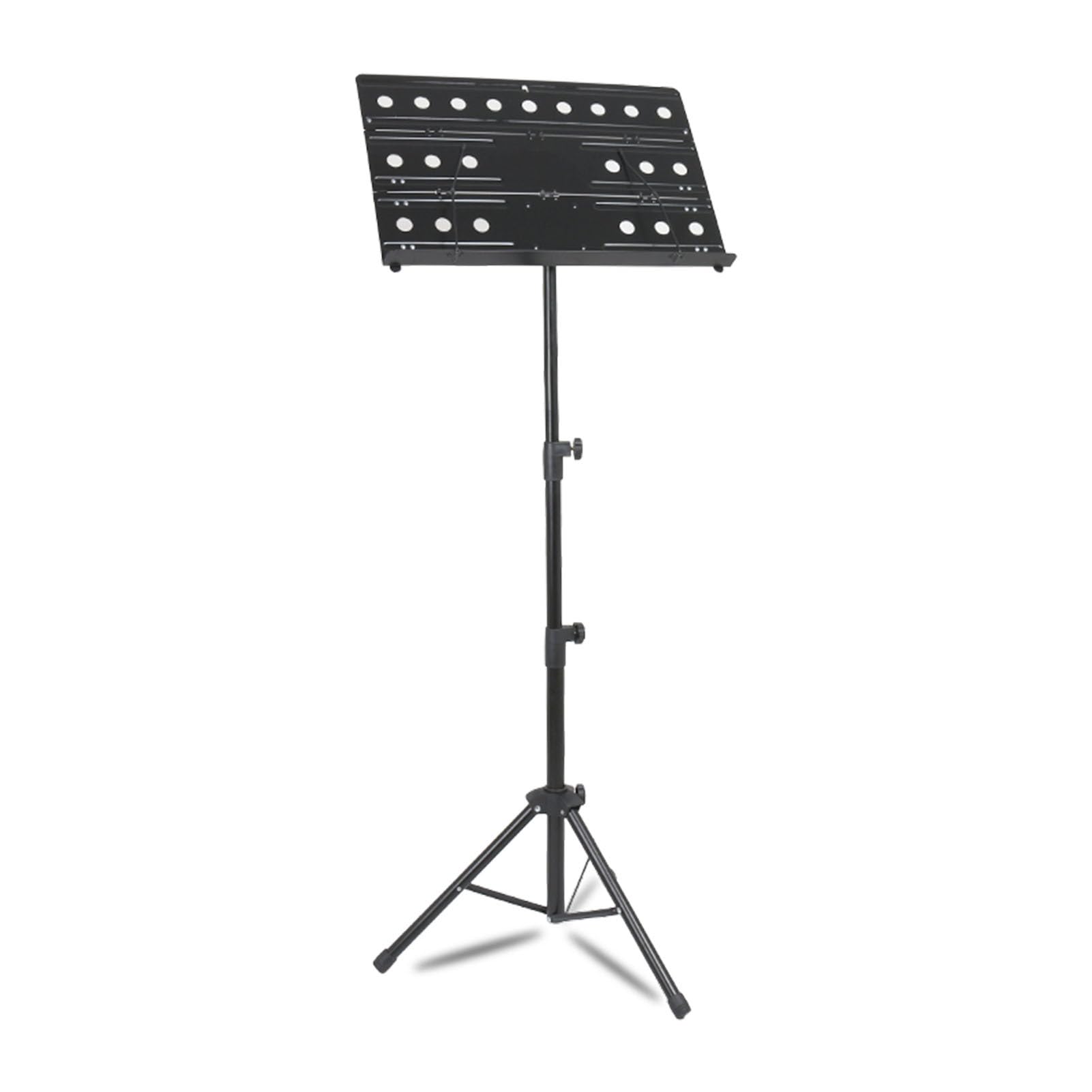 Notenständer, Stabiler und verstärkter Notenständer, dreifach klappbarer Notenständer, höhenverstellbar für Instrumentenspiel, Band und Chor (Schwarz 77140 cm)