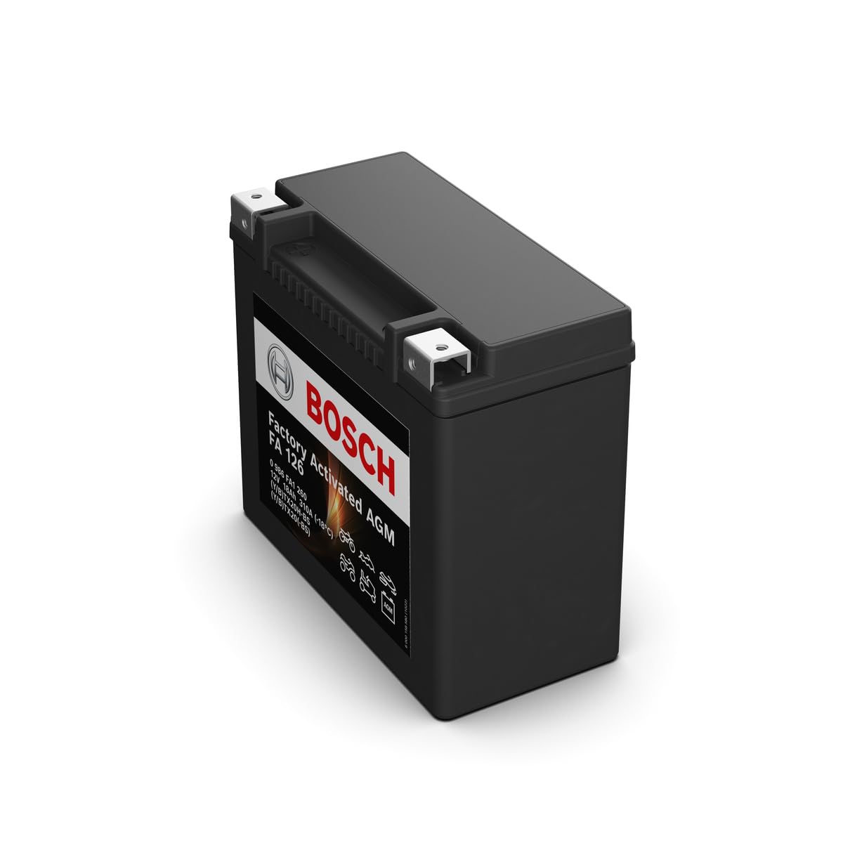 Bosch FA126 - AGM-Motorradbatterie - 12V 310A 18Ah - Geeignet für Motorräder, Motorräder, Enduros, Roller, Quads, Jetskis - Kompatibel M6024, BTX20H-BS, BTX20-BS, BTX20