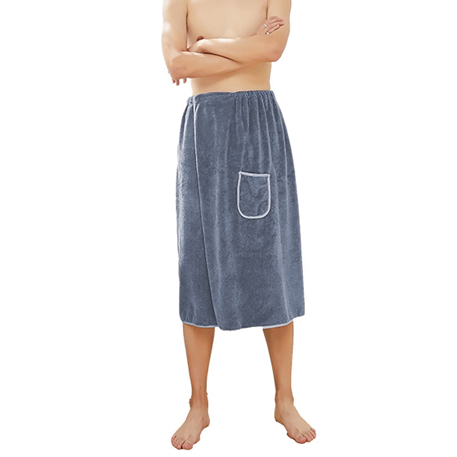 Verve Jelly Men's Towel Wrap Spa Bath Robe Cotton Body Wrap Towels with Adjustable Closure for Sauna Pool Blue 80 * 150 CM