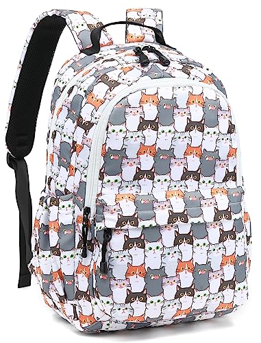 Leaper Mochila feminina Kawaii para laptop para escola, meninos, mochila de viagem, feminina, bolsa escolar fofa, Gato cinza, G