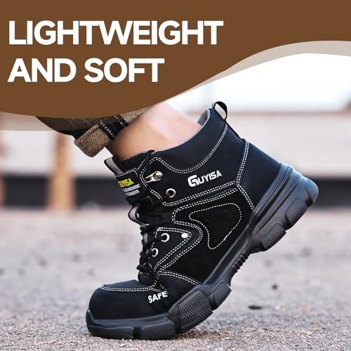 Image of Steel Toe Work Shoes for Men, Lightweight Safety Shoes with Puncture Resistant Midsole, Comfortable Protective Work Shoes for Warehouse Factory Light Construction