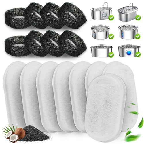 16-Pack Cat Water Fountain Filter – Cat Fountain Replacement Filters for Stainless Steel Adjustable Water Flow Pet Water Fountain, Dog Water Fountain - image 6