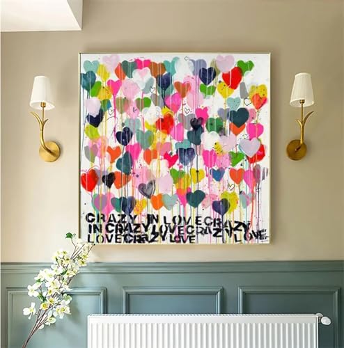 Impression sur toile cœur coloré décoration murale abstraite salon chambre 50x50