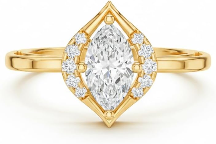 Moissanite Engagement Ring for Women- Marquise Cut 925 Sterling Silver Halo Promise Wedding Ring Silver Size 5 to 15
