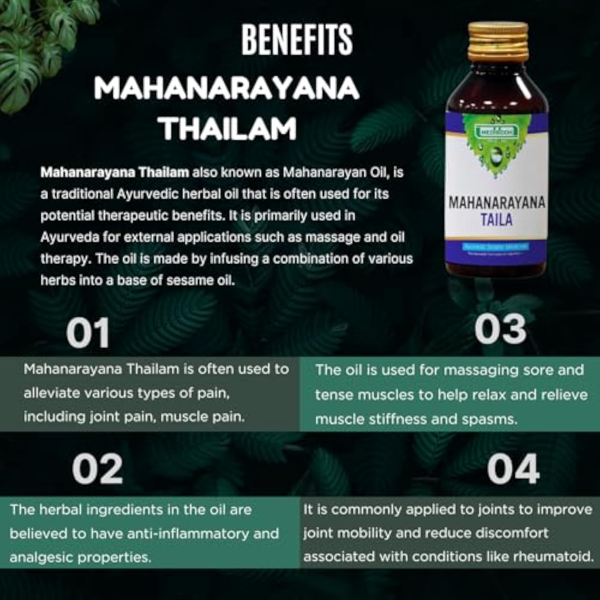 Mahanarayana Thailam, 100ml, Ayurvedic Oil
