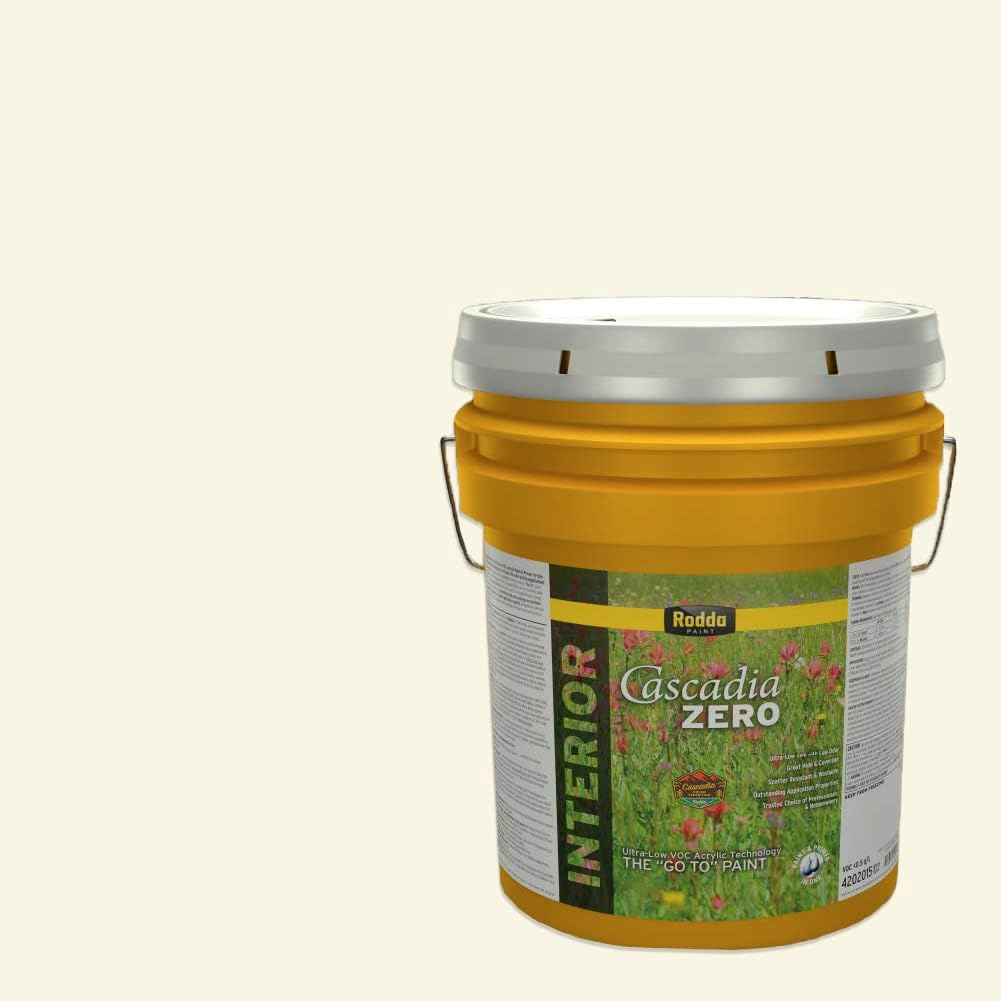 Rodda Paint CASCADIA ZERO Interior Flat Paint & Primer in One, 5-Gallon, Ivory Coast