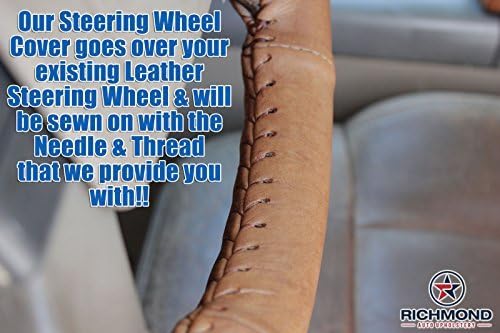 Richmond Auto Upholstery - Leather Steering Wheel Cover, 2-Stitch Style Compatible with 2006 Ford F-150 King Ranch
