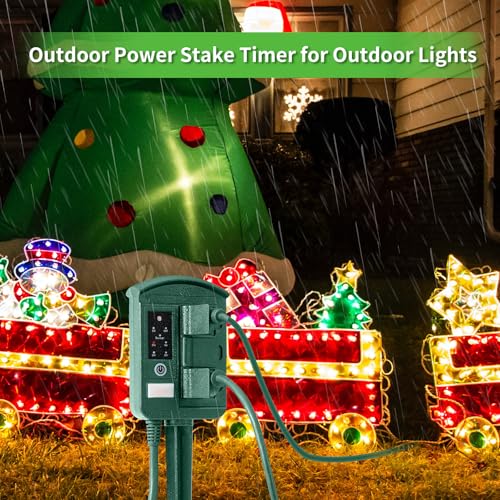 image for QITIM Outdoor Power Stake Timer for Christmas Light Decorations Waterp