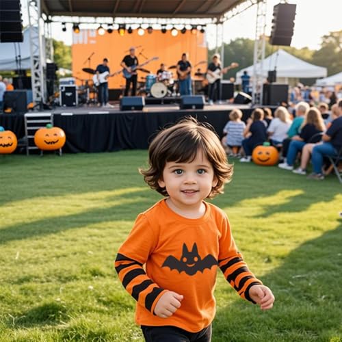 Kids Halloween Shirt Toddler Boys Girls Tees with Monster Struck Ghost Bat Pumpkin Face Graphics Long Sleeve 2-7t2