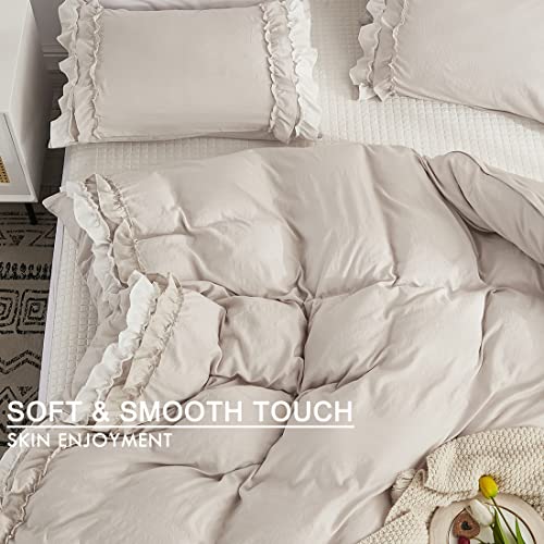 Housse de couette beige 220x240cm microfibre facile à repasser avec fermeture éclair - 6