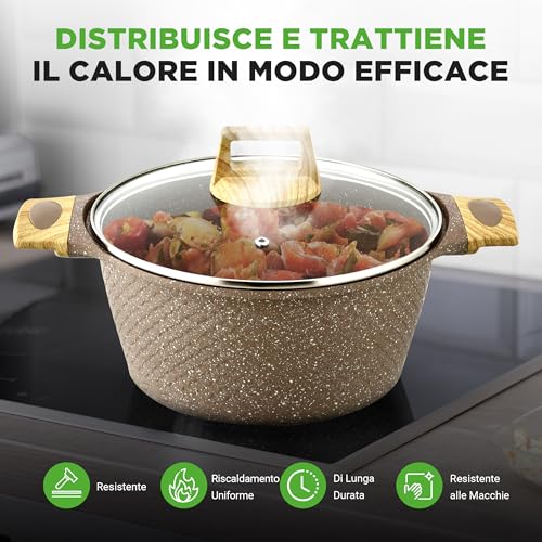 NutriChef Set 22 Pezzi Pentole, Padelle e Teglie da Forno in Marmo Antiaderente con Utensili Resistenti al Calore per Cucina Professionale - immagine 5