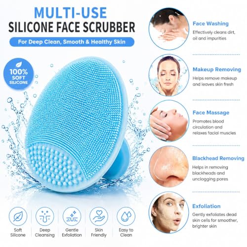 Image of LUMONY 5 -in-1 Soft Silicone Bath Brush Set | Back Scrubber Belt | Long Handle Back Scrubber + Body Scrubber + Scalp Massager + Face Massager | Super Exfoliating & Lathering Shower Brush | BPA-Free | For Men & Women (With A Free 3pcs Hook)