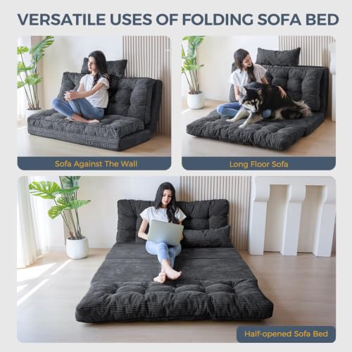 Image of MAXYOYO Folding Sofa Bed, Convertible Chair Couch, Tufted Bean Bag Sofa