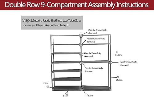Knocbel Zapatero de 6 filas y 9 celosías a prueba de polvo de tela no tejida con bolsillo lateral 2 líneas organizador de armario de almacenamiento