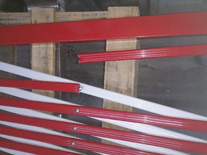 Absperrgitter HWC-B34, Scherengitter Zaun Schutzgitter ausziehbar, Alu rot-weiß - Höhe 103cm, Breite 32-265cm