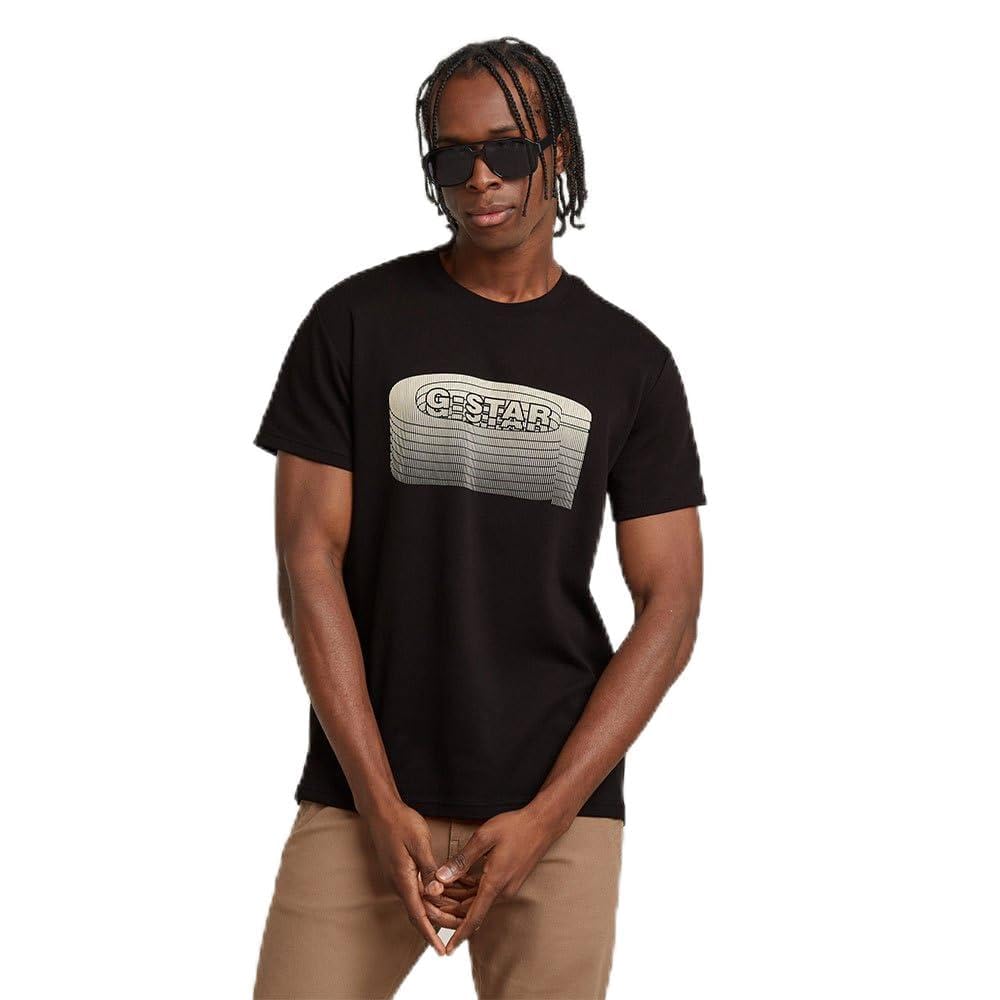 G-STAR Uomo Stacked Old Skool Logo T-Shirt, Nero (Dk Black D25092-C812-6484), L-image