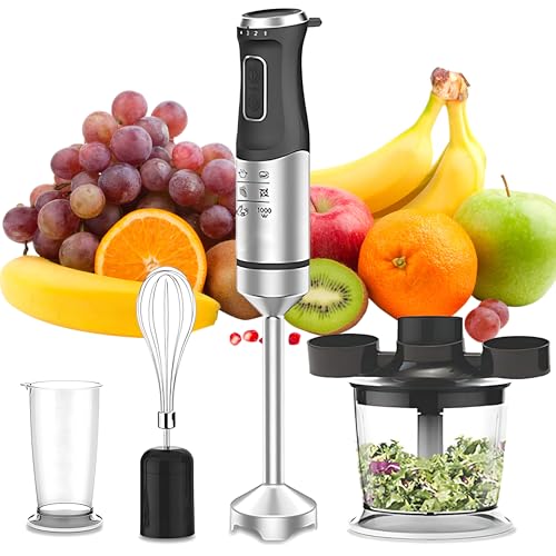 Batidoras de mano, batidora eléctrica con 2 cuchillas, exprimidor de frutas portátil para sopas, comida para bebés, salsa, juego de batidora profesional