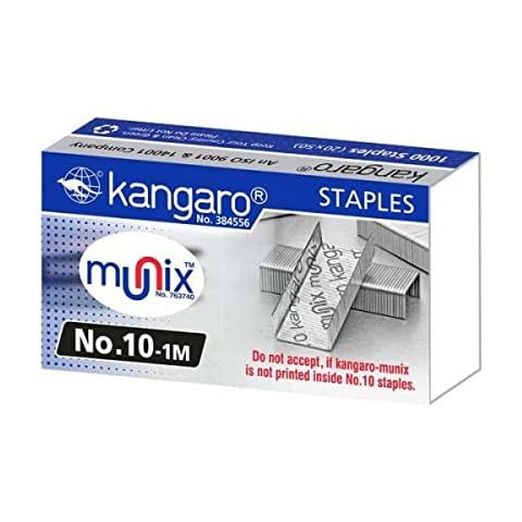 Buycrafty Kangaro No. 10-1m 5 mm Stapler pins Mini Box of 1,000 Staples Flat Clinch Art and Craft, Home and Office Stapler Products (Pack of 15) Cover