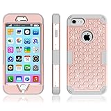 iPhone 7 Case, Anna Shop Studded Rhinestone 3in1 Shockproof Hybrid Full-body Protective Case Hard Cover PC+Silicone Full Body Protective High Impact Defender Cover For iPhone 7 7S