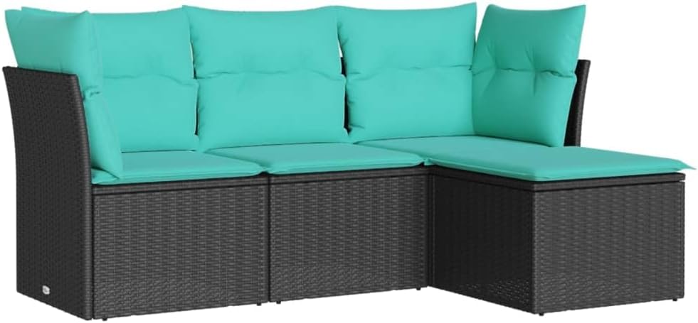 vidaXL Garden Sofa Set Black, Blue